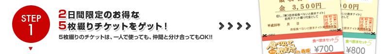 Step1.3日間限定のお得な5枚綴りチケットをゲット！