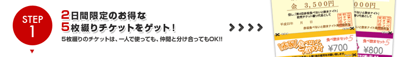Step1.3日間限定のお得な5枚綴りチケットをゲット！
