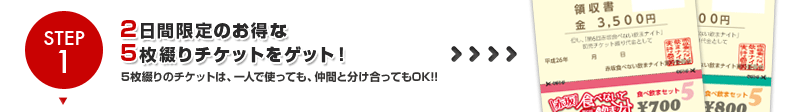 Step1.3日間限定のお得な5枚綴りチケットをゲット！